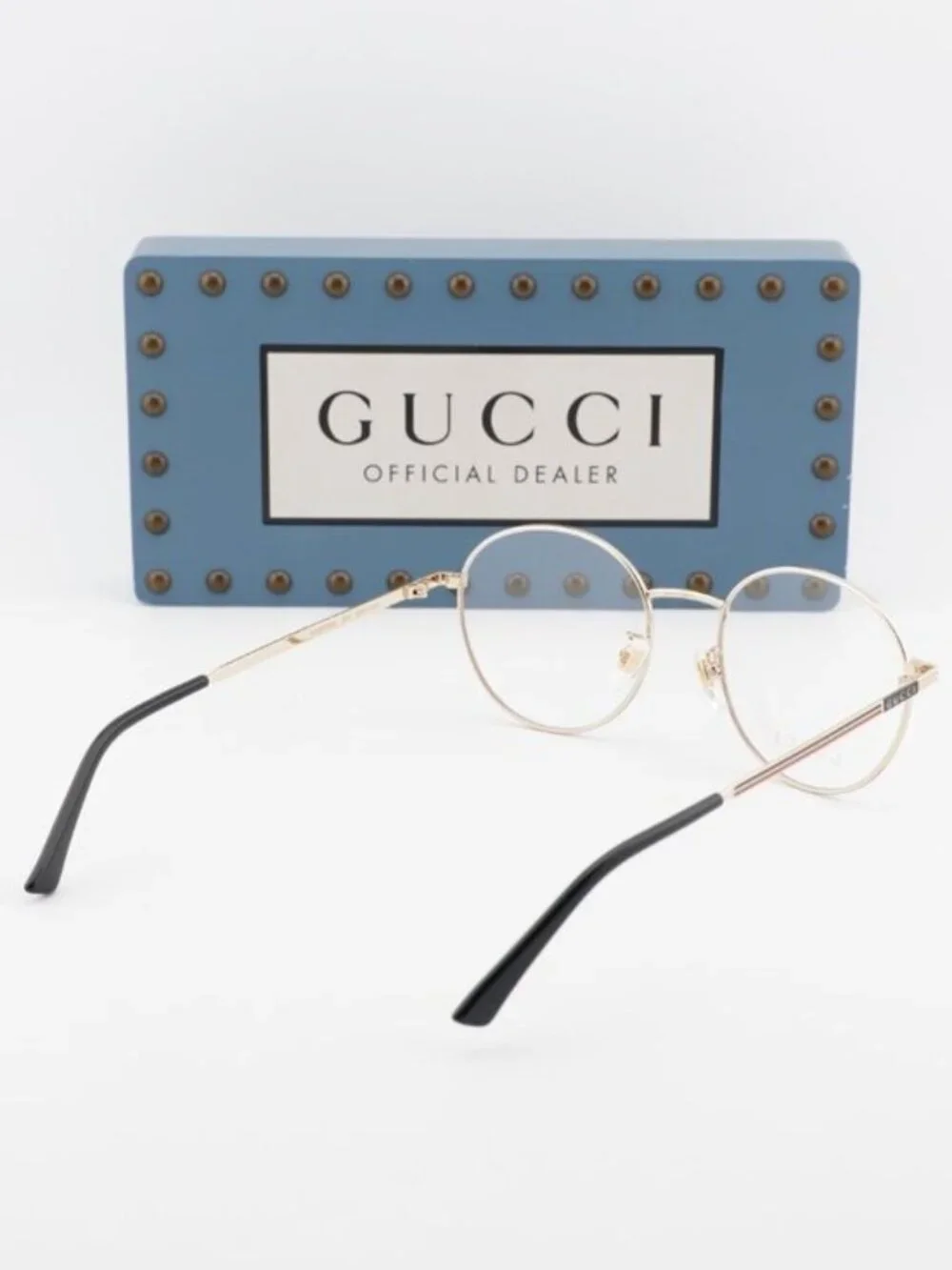 Gucci GG0839OK 001 Round Eyeglasses - Black/Gold 52mm